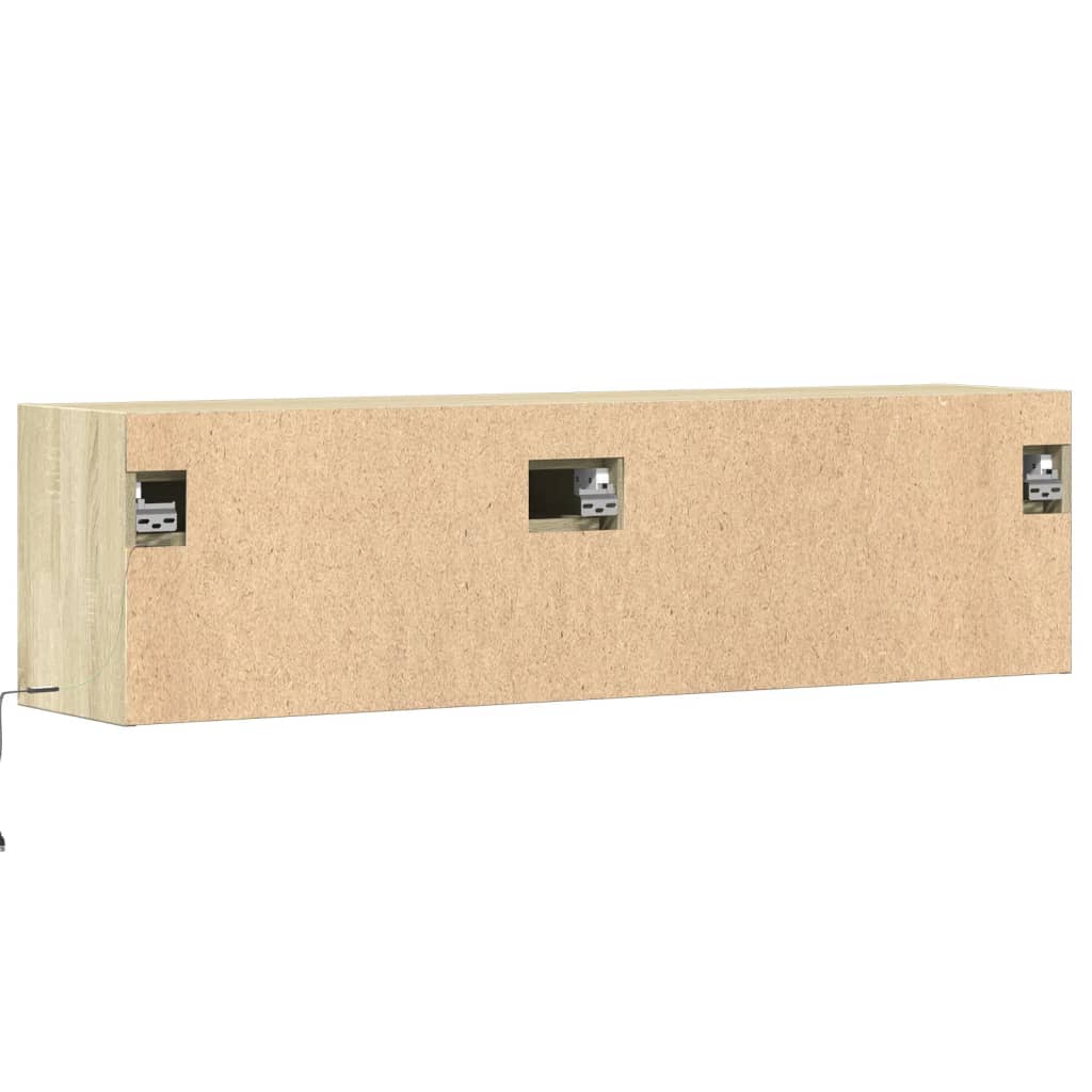 TV Wall Cabinet with LED Lighting Sonoma Oak Finish 140 x 31 x 38 cm