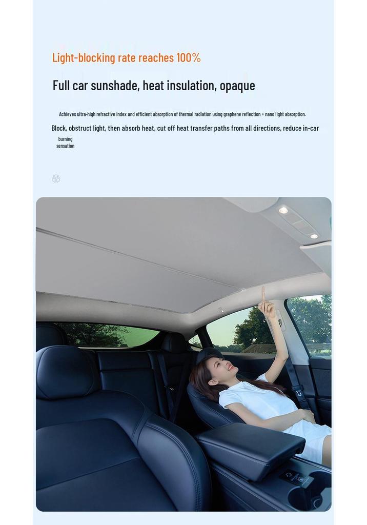 Enhanced Graphene Sunroof Sunshade for Tesla Model 3/Y - Cooling Sun Protection (New Version)