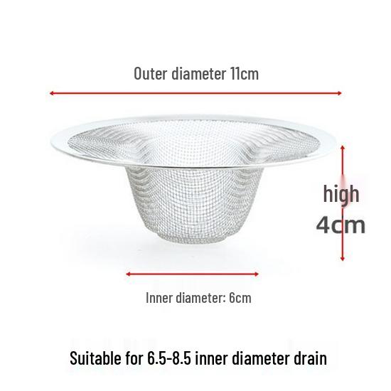 Stainless Steel Drain Net Filter: 5cm-11cm Sizes for Leftover Food and Residue