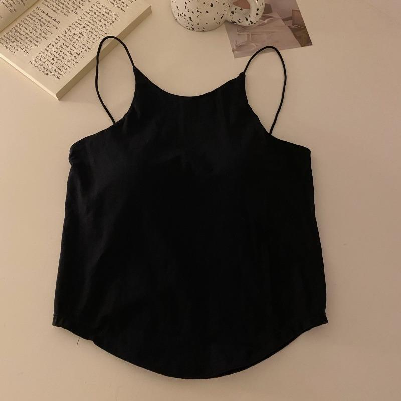 Chic white small camisole women's inner summer bottom belt chest pad outside sleeveless short top