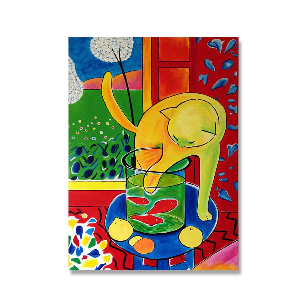 

Генри Золотые Рыбки Матисс Кот С Рыбой Плакат Искусство Картина На Холсте Печать Гостиная Домашний Декор Современное Настенное Искусство Картина Маслом 21x30cm No Framed жёлтый