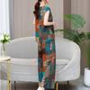 Plus Size Summer Pants Sets for Women  Elegant Loose Vintage Print 2 Piece Outifts