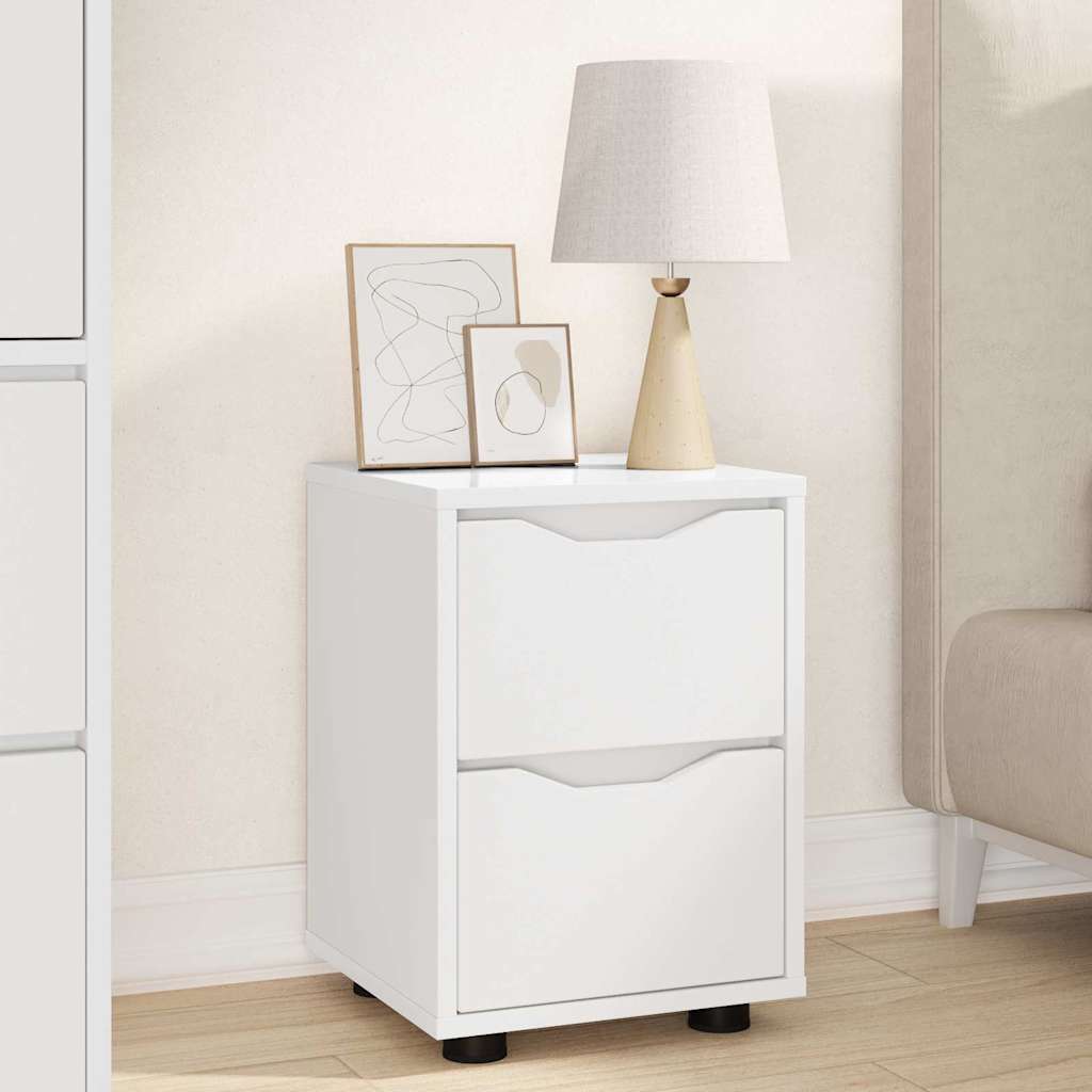 White Nightstand with Drawers 30.5 x 30 x 43 cm Particleboard