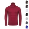 Langermet rullekrave for menn i ensfarget Stretch Slim Fit Toppbluse