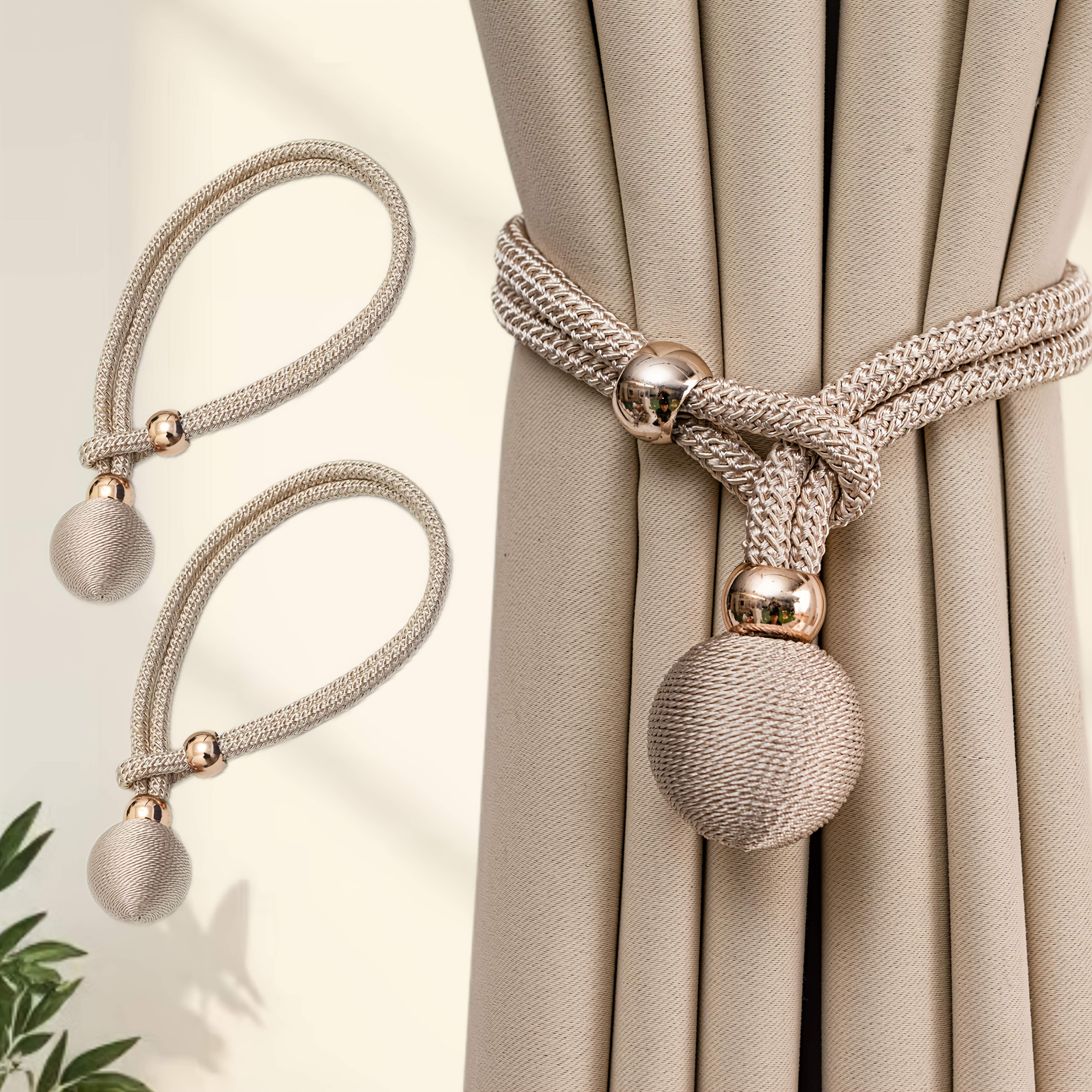 

1 pair of hole-free egg-shaped curtain hooks, adjustable curtain straps, light luxury and simple binding ropes and straps 1 pair