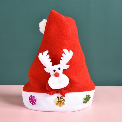 Christmas Decorations Gifts Red Plush Santa Hat Glow Flannel Christmas Hats for Children.