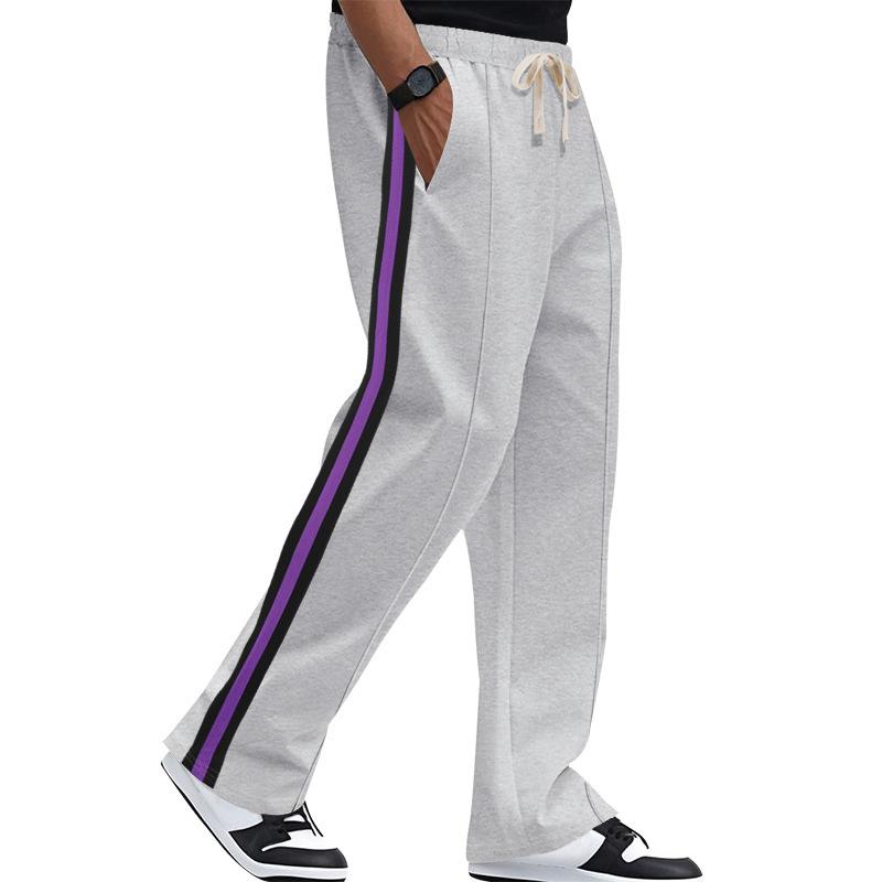 Summer new men's colour blocking casual trousers large size trousers Slim breathable trousers fashionable