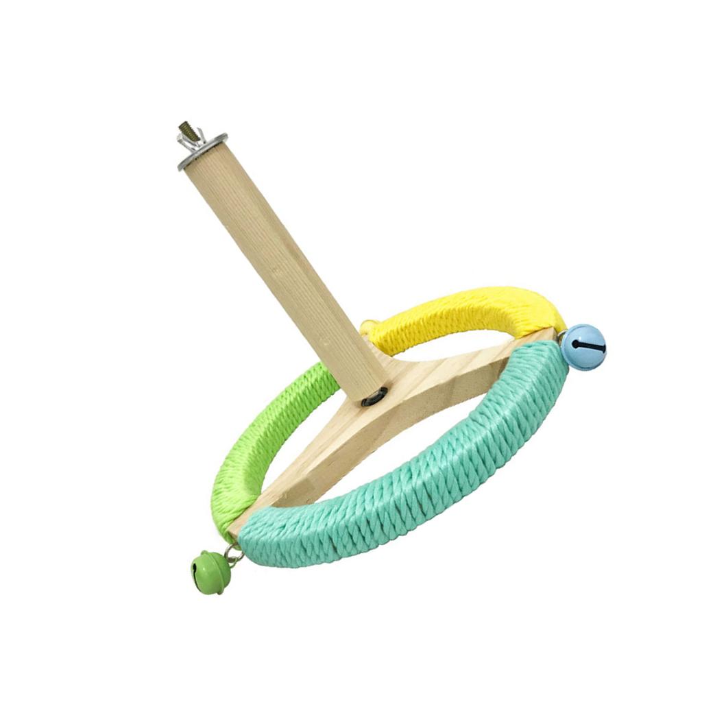 Bird Cage Rotating Perch Toy For Parakeets Conures Lovebirds Wood Cotton Rope Rotating Exercise Activity Accessories