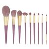 HMU 9pcs Wood Handle Best Synthetic Hair Make Up Brushes Set Vegan Eco Friendly Private Label Purple Makeup Brush Set