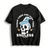 Vintage Wave Skull Print Casual Short Sleeve T-Shirt Pure Cotton T-shirt