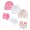 Set da 3 Cappellini e Manopole per Allattamento Neonato Lavabili in Lavatrice Cappellino Fetale e Guanti per Bebè da 0 a 1 Mese Tessuto Morbido Copricapo