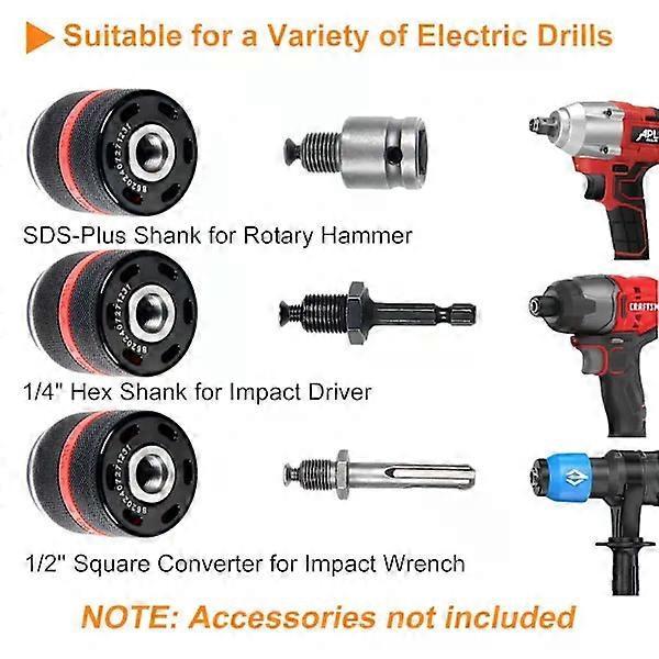 Keyless Drill Chuck for Milwaukee M18 - 1/2\"-20UNF Mount, 1.5-13 mm Self-tightening Metal Replacement Chuck