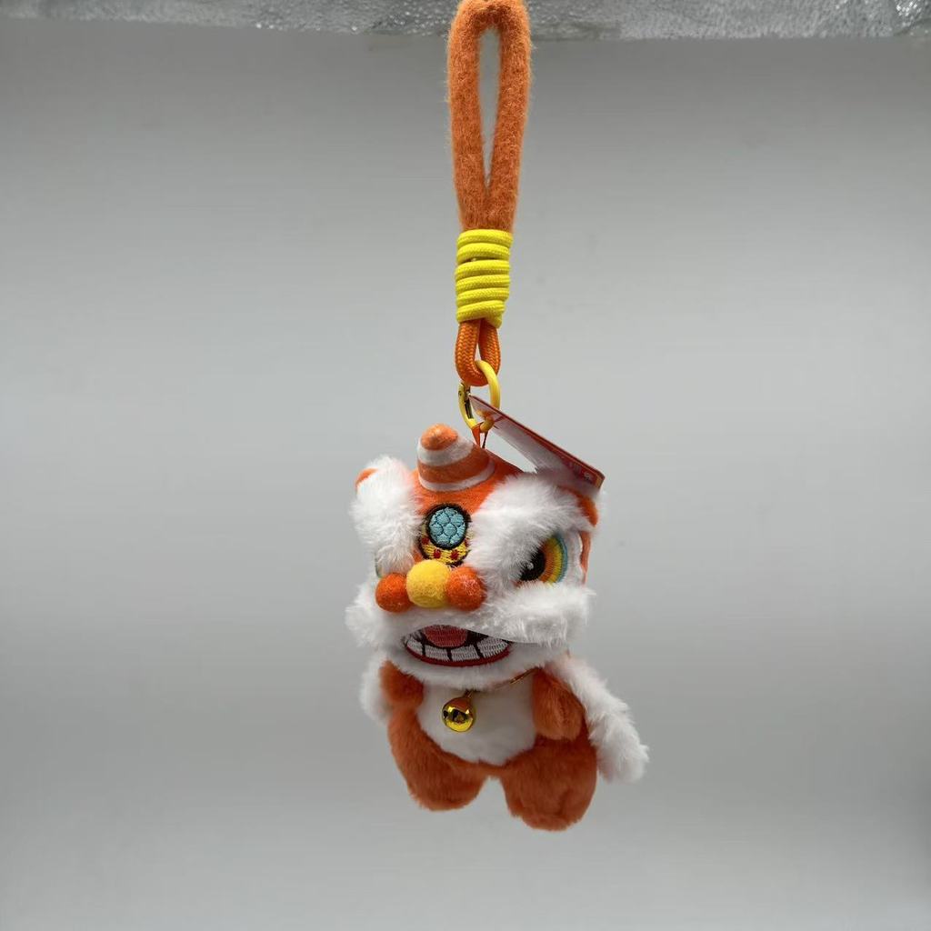 New Year Plush Lion Figurine With Embroidered Features For Chinese Festival Decor