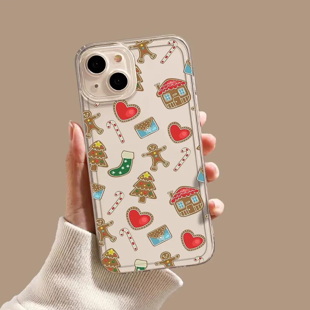 Merry Christmas Snowman Phone Case For iPhone 15 11 12 14 13 Pro Max Mini Plus XSM XR SE 7 8 Navidad Noel Elk Mobile Phone Cover