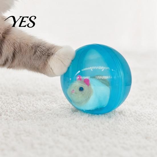 Giocattolo Palla Interattiva Auto-Rotolante per Gatti, Rotolamento Automatico con Criceto Coniglio di Peluche all'Interno, Animale Elettrico Simulato in Movimento per Gatti Cani Giocattolo