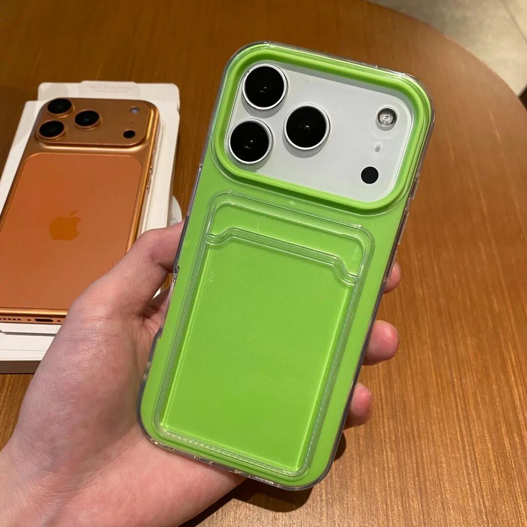 

2IN1 Card Slot Transparent Phone Cases For iPhone 17 Pro Max 15 14 Plus 13 12 16 Pro Air Photo Pocket Shockproof Protector Cover iPhone 11
