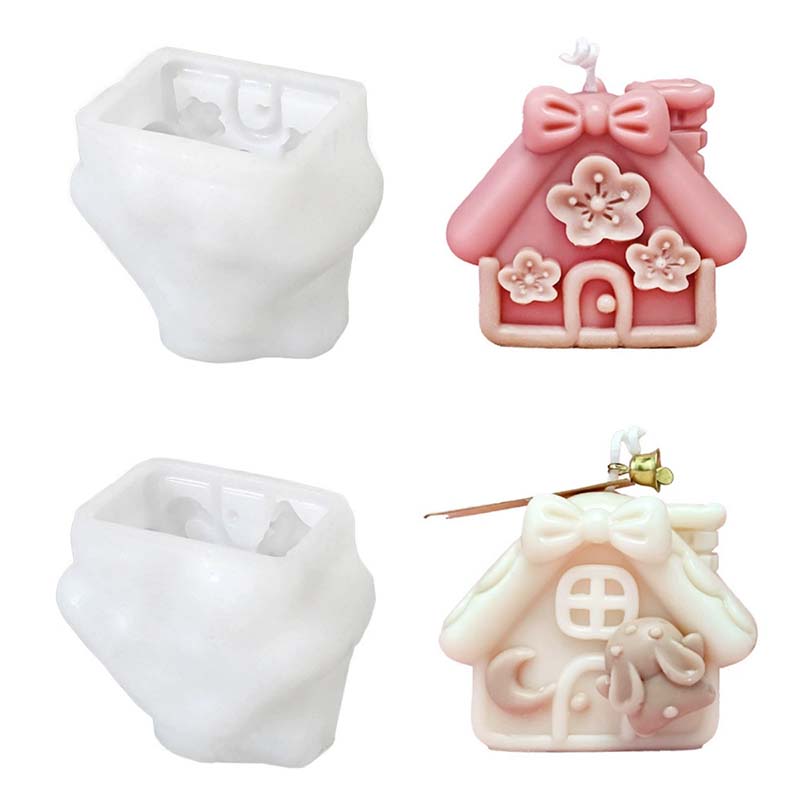 WTEMPO Creative Christmas-House-Shaped Silicone Molds Christmas Candle/Resin Liquid Handicrafts Making Molds Christmas Festival Decorations DIY Molds