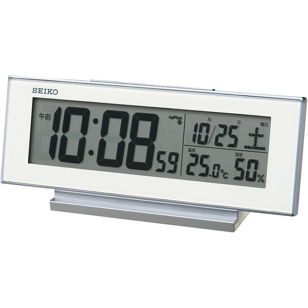 Seiko Clock Alarm Clock, Always-On Display, Radio-Controlled, Digital, Calendar, Temperature and ...