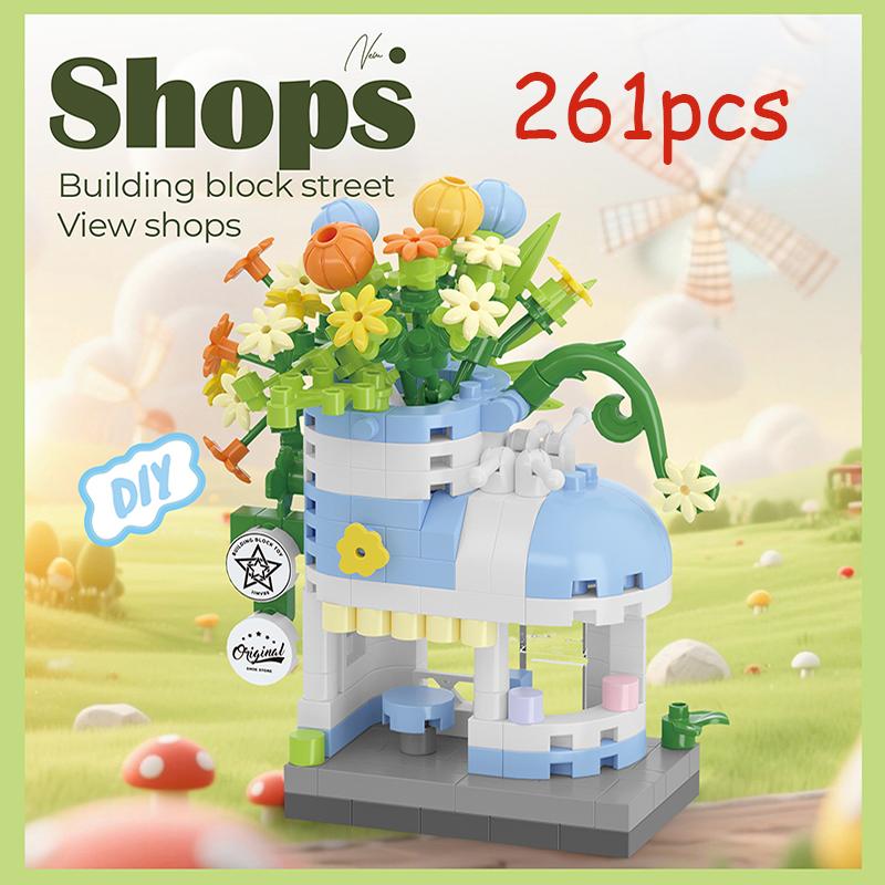 Mini Street View Kaffee Fotostudio Haustier Brot Dessert Blume Hamburger Kleine Läden Stadt Bausteine Für Kinder Spielzeug Geschenke