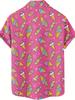 [Printe Esign-Not Texture]Men's Ice Cream Print Casual Shirt- Bright Pink Short Sleeve Hawaiian Style, Suitable for Beach, BBQ, and Street Wear