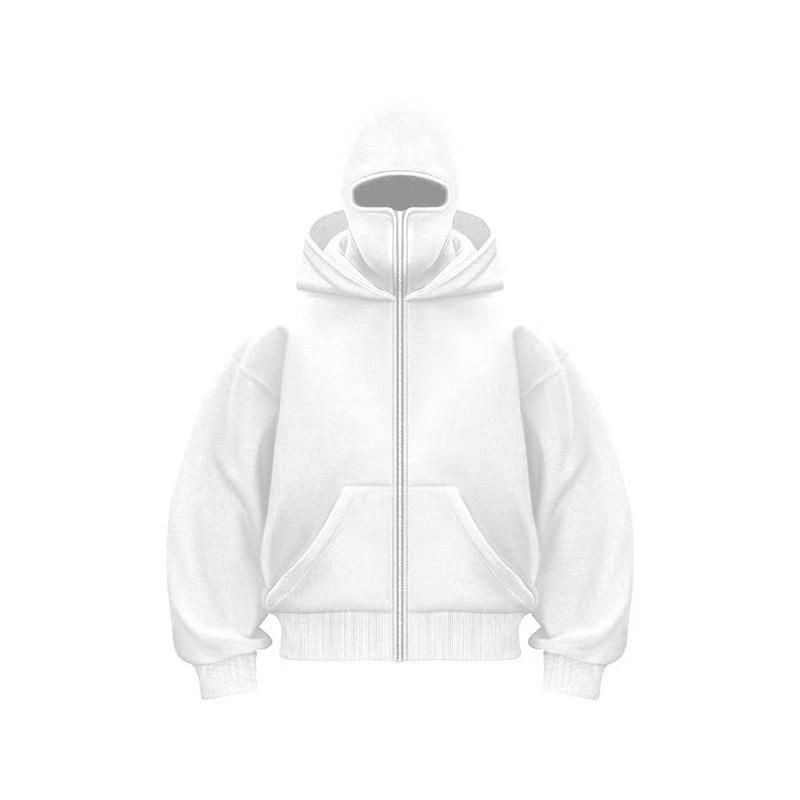 Men'S Spring Autumn Oversized Solid Color Double Hood Sweatshirt, Windproof Hooded Casual Outerwear Pullover Jacket