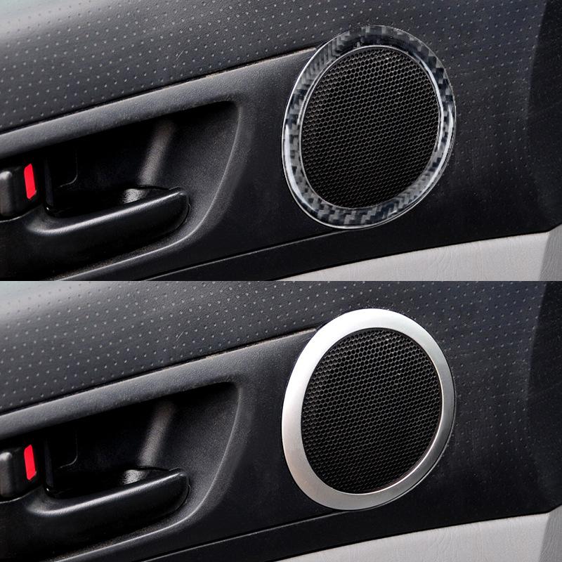 For 12-15 Toyota Tacoma Car Interior Modified Carbon Fiber Front Door Horn Ring Decoration Sticker