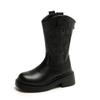Fashion 2024 Hot Sale Women's Shoes Mid-Calf Women's Boots Classics Modern Boots Women Embroidery Round Toe Med Heel Slip On Shoes Women