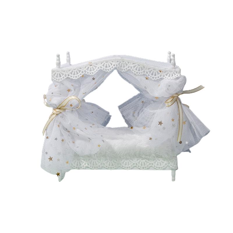

1:12 Model Princess Bed Bedroom Furniture Wooden Single Bed Micro Landscape Dollhouse Decor Ball Joint Dolls Accessory 1