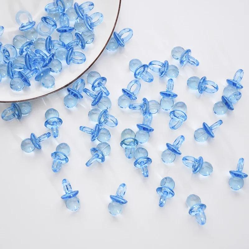 50/100Pcs Mini Acrylic Blue Pink Pacifier Nipple Confetti For Baby Shower Decoration Gender Reveal Table Scatter Birthday Party