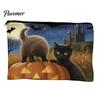Waterproof Canvas Bag Storage Bag, with Halloween Pattern Printed, Smooth Zipper Themed Organizer Makeup Large Capacity Travel Cosmetic Pouch