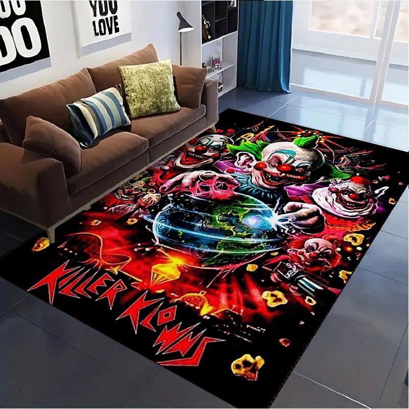 Killer Clown Horror Carpet Rug for Living Room Bedroom Home Sofa Decoration,Kids play Non-slip Floor Mat