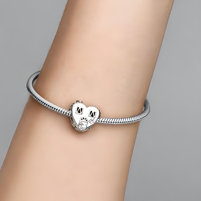 Pandora Happy Heart Heart Shaped House Charm Women's Silver 792249C00