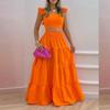 Damen Locker Sitzendes Zweiteiliges Passendes Set Ärmelloses Rüschen Crop Top Elastischer Hoher Bund Stufenrock Maxirock Anzug