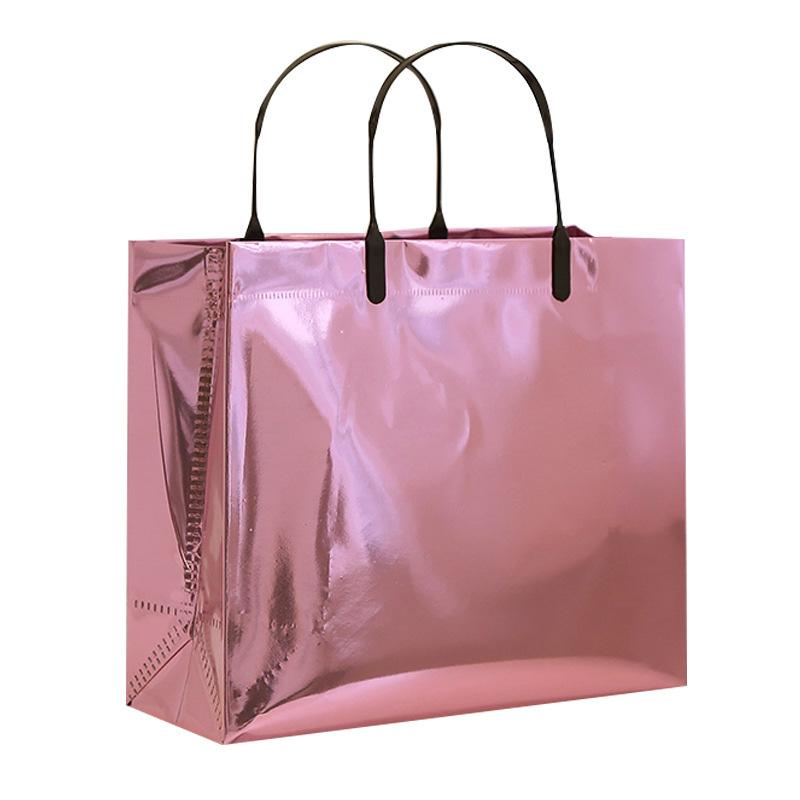 

Розовый ручной подарочный пакет, лазерный водонепроницаемый, утолщенный, для покупок, дней рождения, свадеб, Рождества, Дня святого Валентина, подарочная упаковочная сумка 1PC&26x22.5x10cm розовый