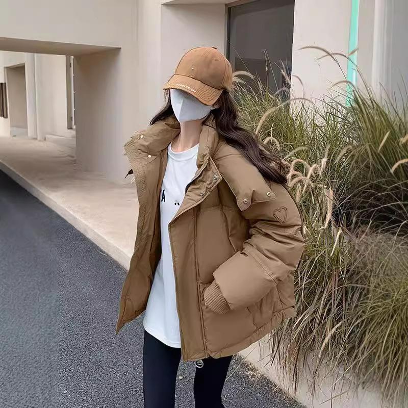 Winter Korean Version of The Gray Love Short Down Cotton-padded Jacket Student Large Size Cotton-padded Jacket Women's Bread Jacket