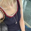 Korean Color Block Sleeveless Tank Top with Chest Pads - Women's Versatile Outerwear