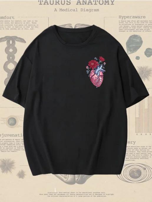 Oversized T-shirt with human anatomy print S