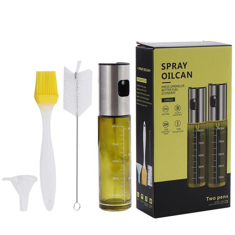 260ml Glass Press-Type Oil and Water Spray Bottle - Non-Drip, Transparent Kitchen and Watering Can.
