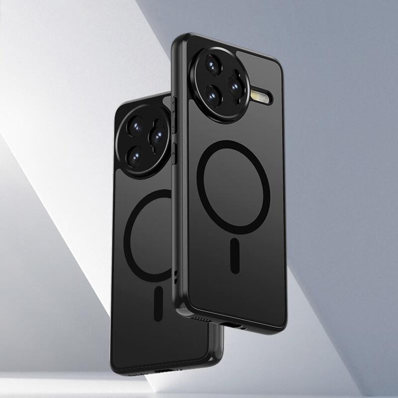 Phone Case Compatible with Redmi K80 Pro, MagSafe Magnetic Soft Edge Camera Protection Anti-Drop Frosted Anti-Fingerprint Ultra-Thin Case, Black