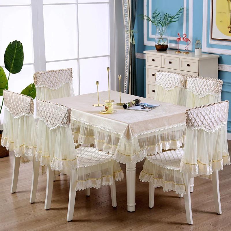 LaceTable cloth Dining Chair Cushion Set Cover European-Style Light Luxury Table Cover Home Spandex Chair Cover Wedding Decore