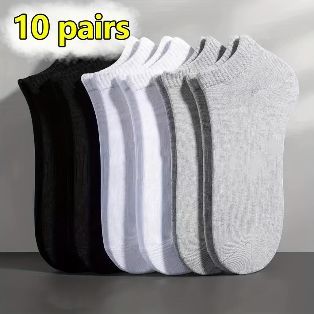 Men's Summer Cotton Invisible Socks Anti-Odor Sweat Absorbent Black, White, Gray Perfect for Sports Casual Wear