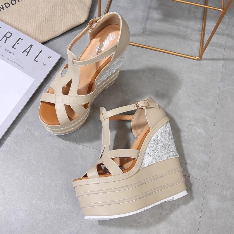 Fashion Sexy Ultra-High Wedge Bohemian Sandals - Peep Toe Platform Waterproof Small Sizes for Nightclub luxury sandals women designers