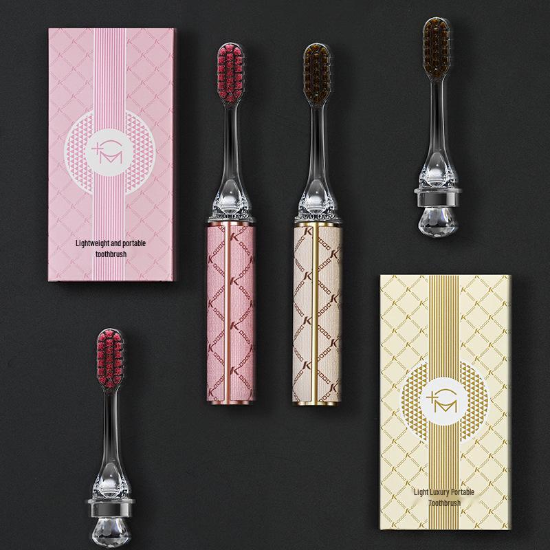 Portable Soft Bristle Toothbrush for Gum Care - 10,000 Bristles - Travel-Friendly Couple's Gift Set