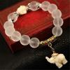 Women Vintage Frosted Bead Bracelet Cute Elephant Pendant Korean Style Bangle