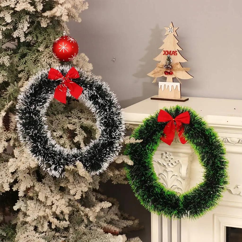 Christmas Wreath Xmas Tree DIY Garlands Vine Rings Rattans Door Wall Hanging Pendant Ornaments New Year Festive Party Decoration