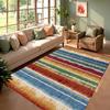 Boho Multicolor Striped Rug Retro Soft Non-Slip Washable Area Carpet Abstract Rainbow Floor Mat for Living Room Kitchen Entryway