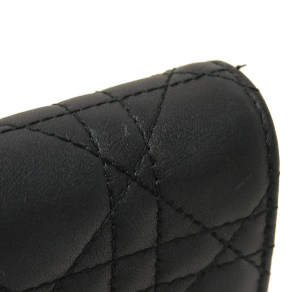 Used 10656 Glycine Wallet S0966ONMJ_M900 7941 Current Logo Charm Coin Purse Card Case Cannage Black Women's from Japan