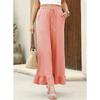 Summer New Loose Casual Thin Home Pants Women's Nine Points Pants Can Wear outside Lotus Leaf Edge Pants Comfortable Home Clothes