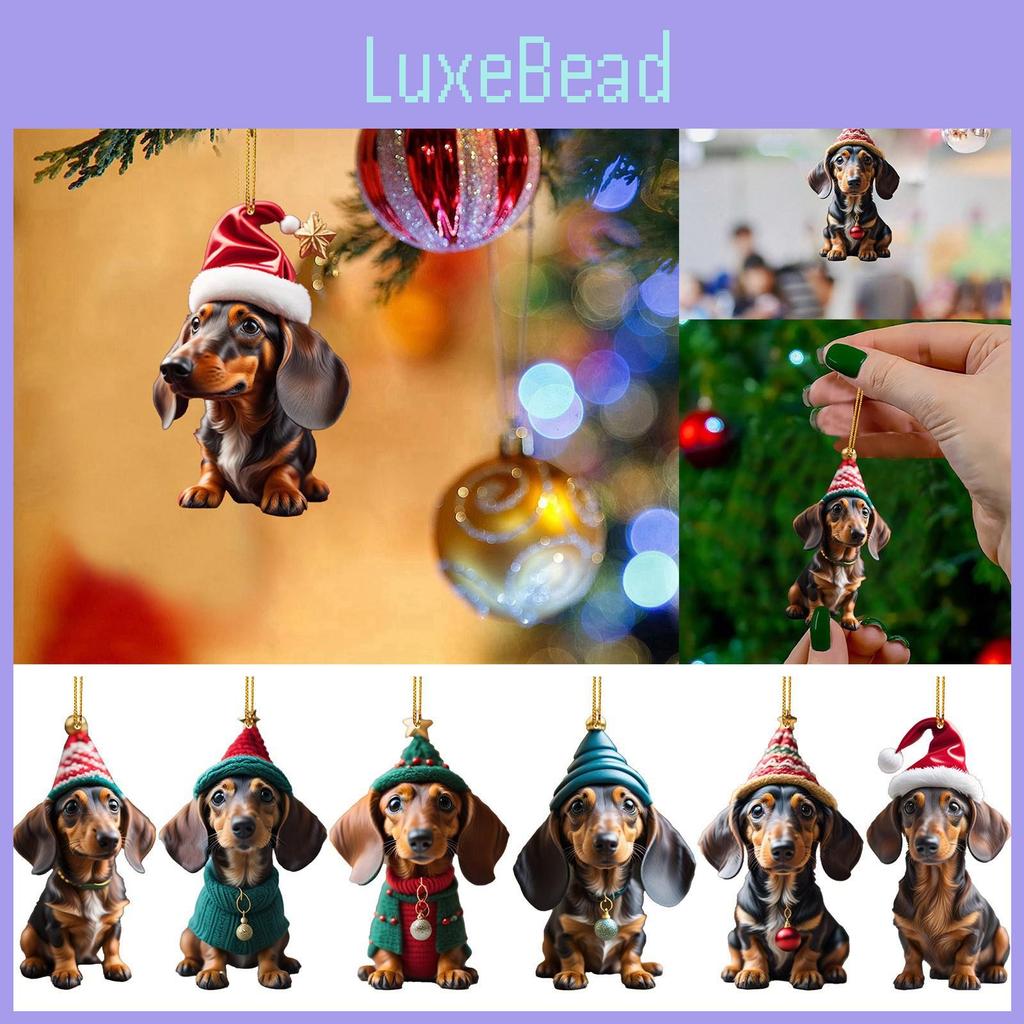 Adorable Acrylic Dachshund Car Interior Hanging Ornament For Festive Home Decoration
