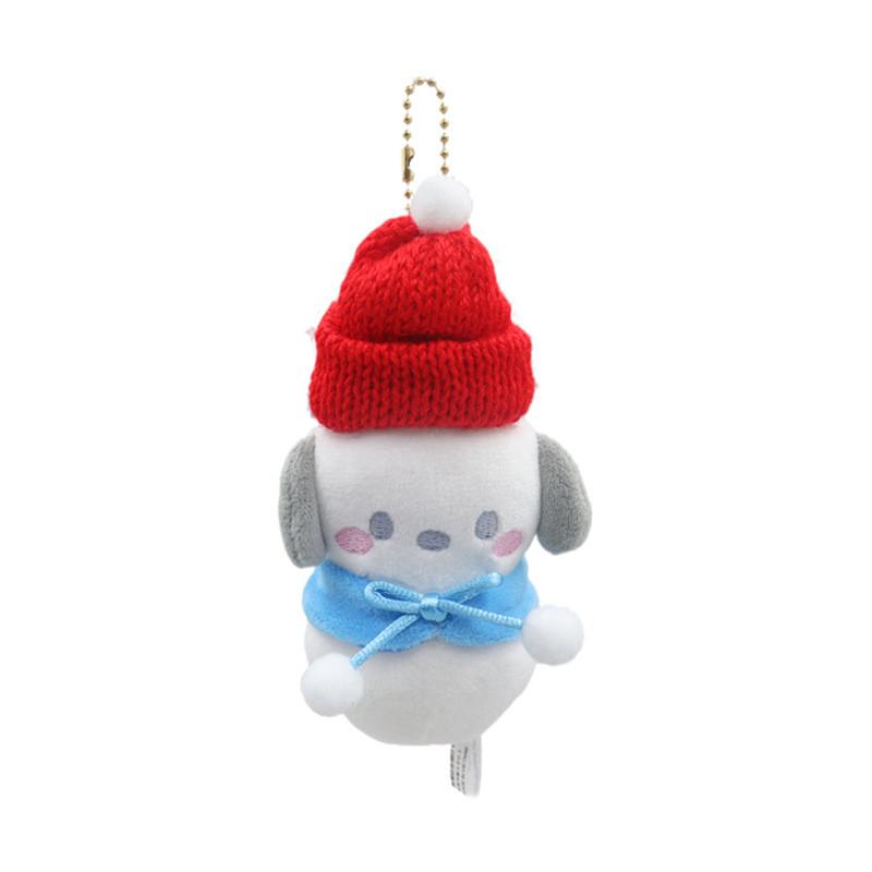 Japanese Charming Winter Snowman Plush Toy Featuring Cinnamon Dog Charm Bag